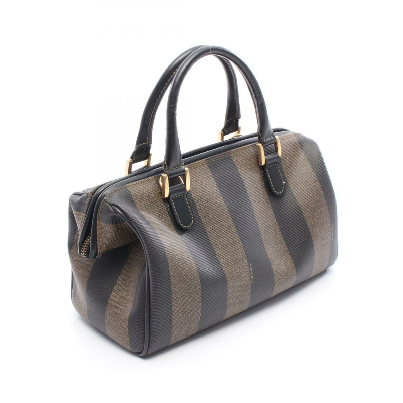 FENDI Pequin 手提包 259023 帆布皮革 棕色黑色 二手 女士-1