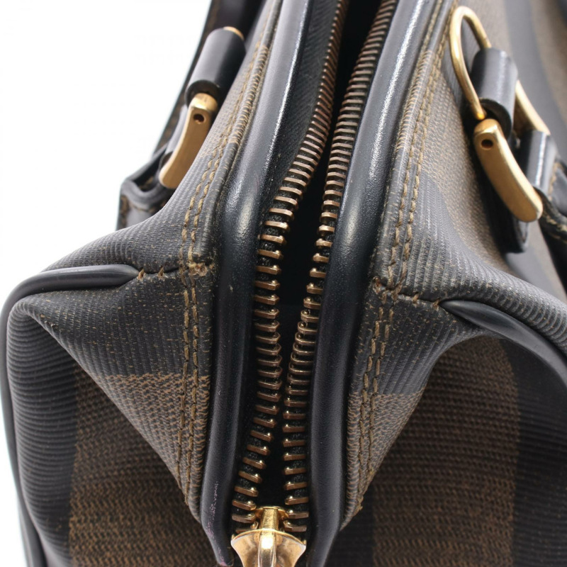 FENDI Pequin 手提包 259023 帆布皮革 棕色黑色 二手 女士-8