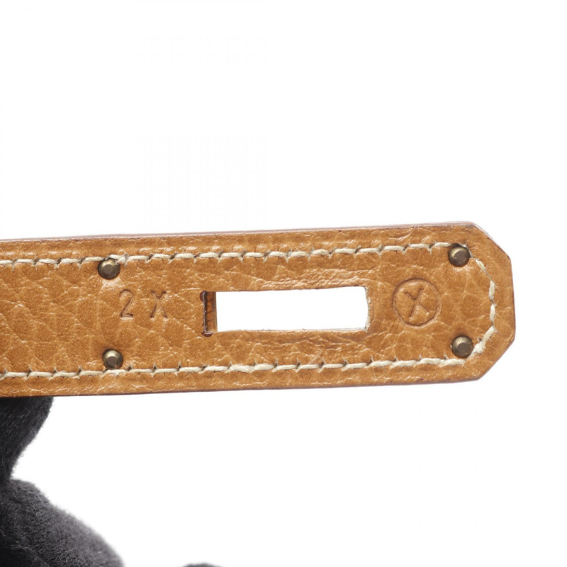 愛馬仕 Kelly 32 單肩手提包，Ardennes 皮革，棕色，天然色，二手，女士，金色五金-4