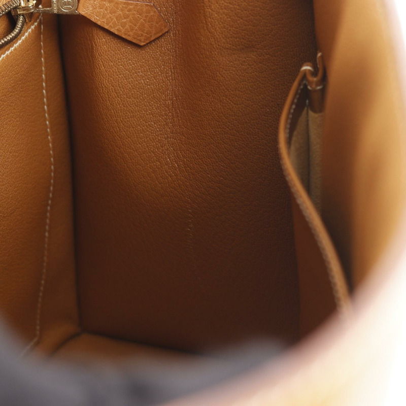 愛馬仕 Kelly 32 單肩手提包，Ardennes 皮革，棕色，天然色，二手，女士，金色五金-12