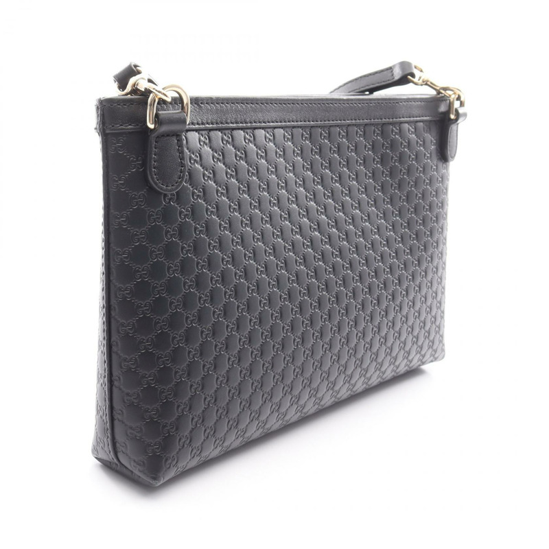 GUCCI Micro Guccissima 肩挎包 607723 黑色皮革 二手 女士-1