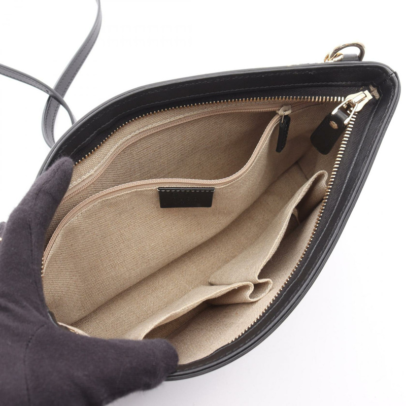 GUCCI Micro Guccissima 肩挎包 607723 黑色皮革 二手 女士-2