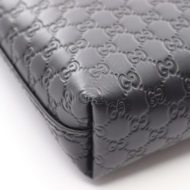 GUCCI Micro Guccissima 肩挎包 607723 黑色皮革 二手 女士-7