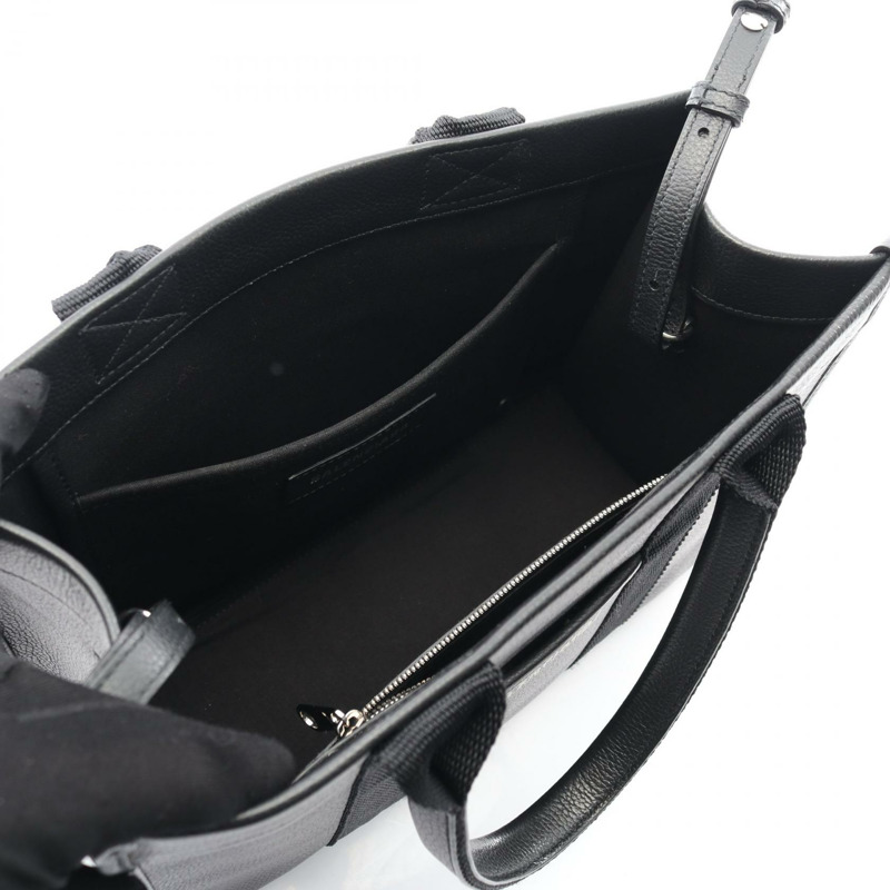 BALENCIAGA HARDWARE TOTE S 肩斜背包,黑色皮革,二手女款-2