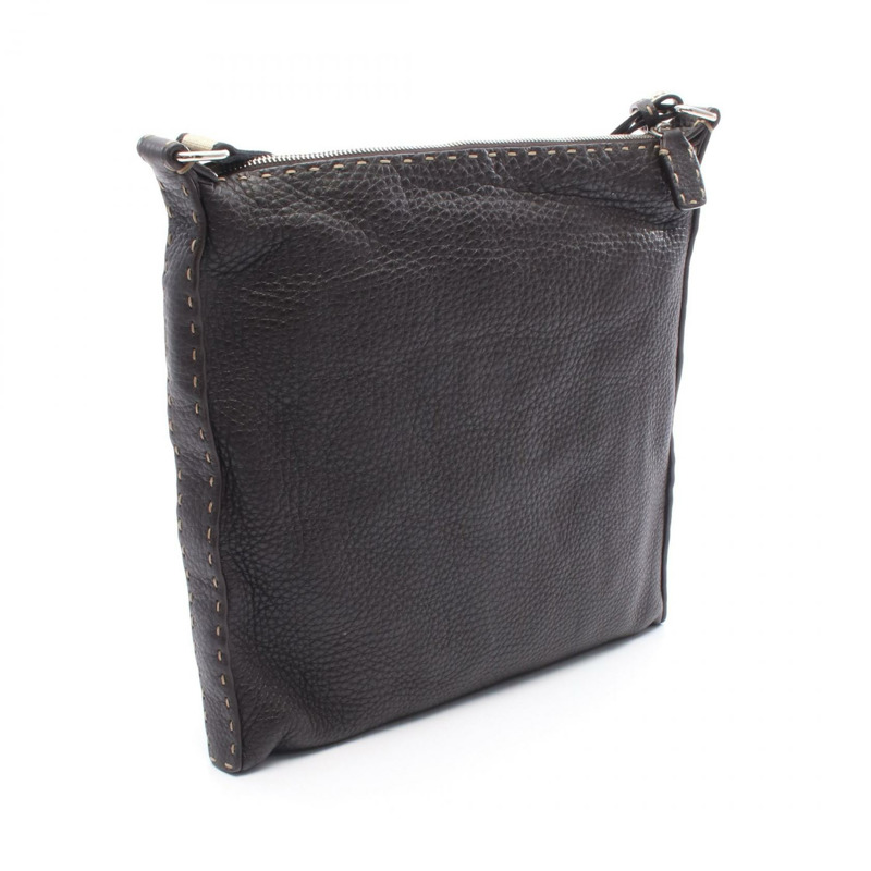 FENDI Selleria 斜背單肩包 8BT109 皮革 棕色 二手 女士 logo-1