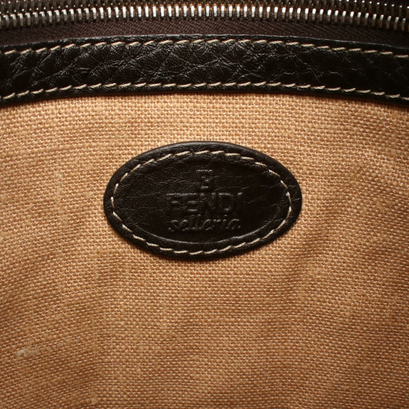 FENDI Selleria 斜背單肩包 8BT109 皮革 棕色 二手 女士 logo-3