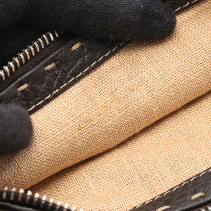 FENDI Selleria 斜背單肩包 8BT109 皮革 棕色 二手 女士 logo-6