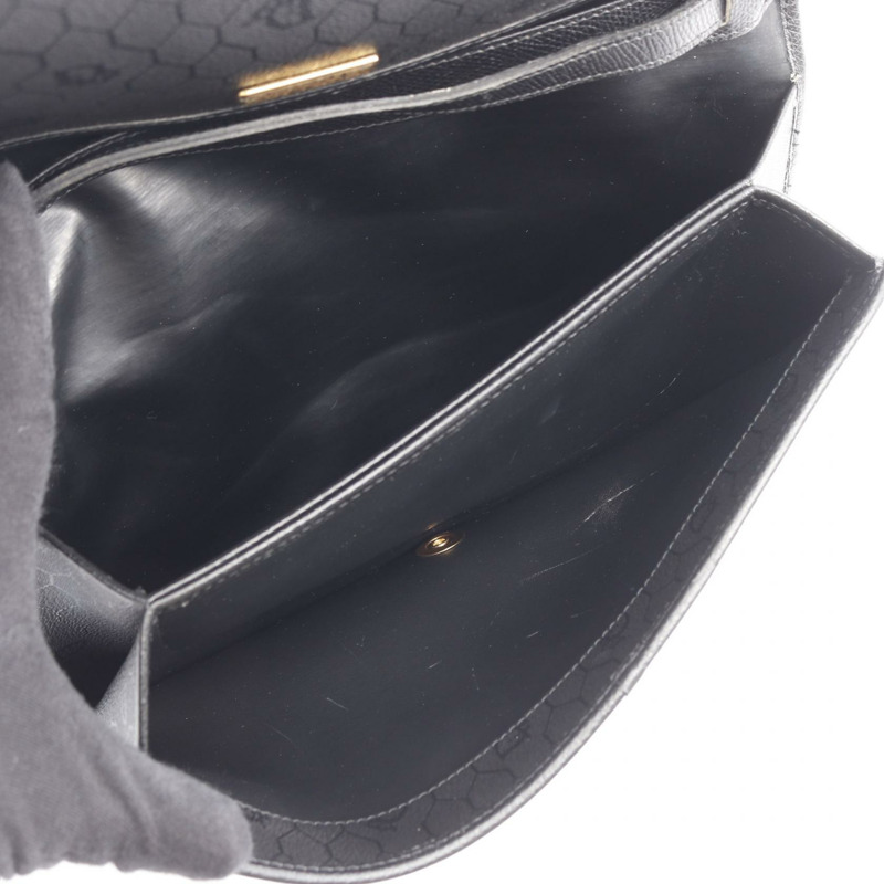 Christian Dior 蜂巢形單肩斜背包，黑色皮革，二手女款-2