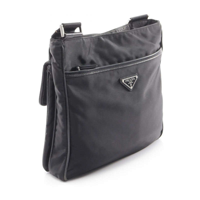 PRADA TESSUTO + SAFFI 肩斜背包 VA0269 尼龍 Saffiano 皮革 黑色-1