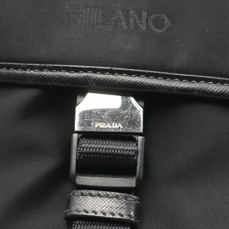 PRADA TESSUTO + SAFFI 肩斜背包 VA0269 尼龍 Saffiano 皮革 黑色-6
