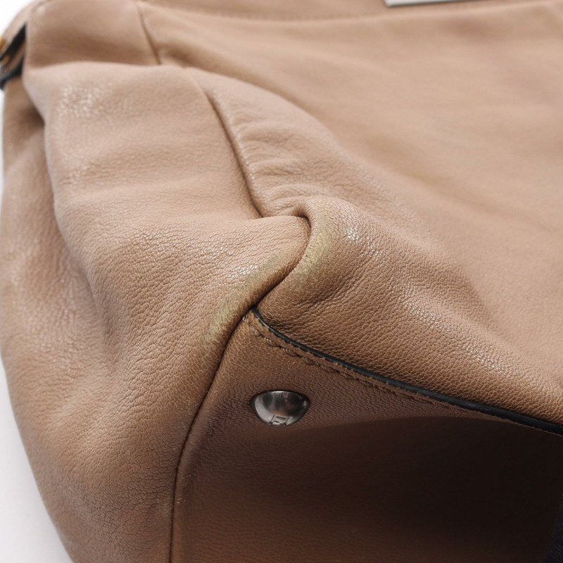 FENDI Peekaboo 大號手提包，棕色/黑色皮革，二手女款-6