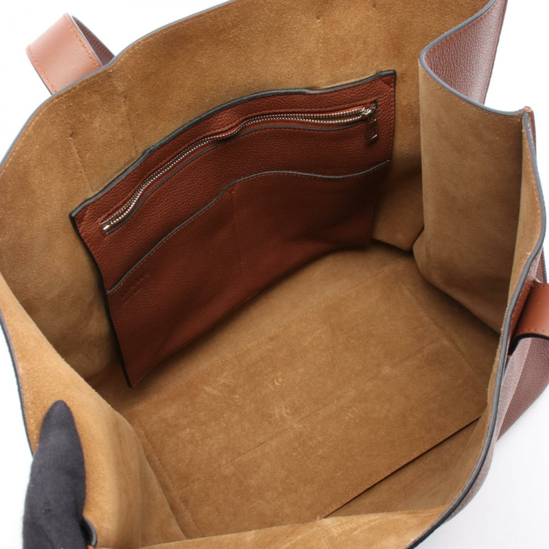 LOEWE 搭扣拉鍊手提單肩包 皮革 棕色 二手 男士-2