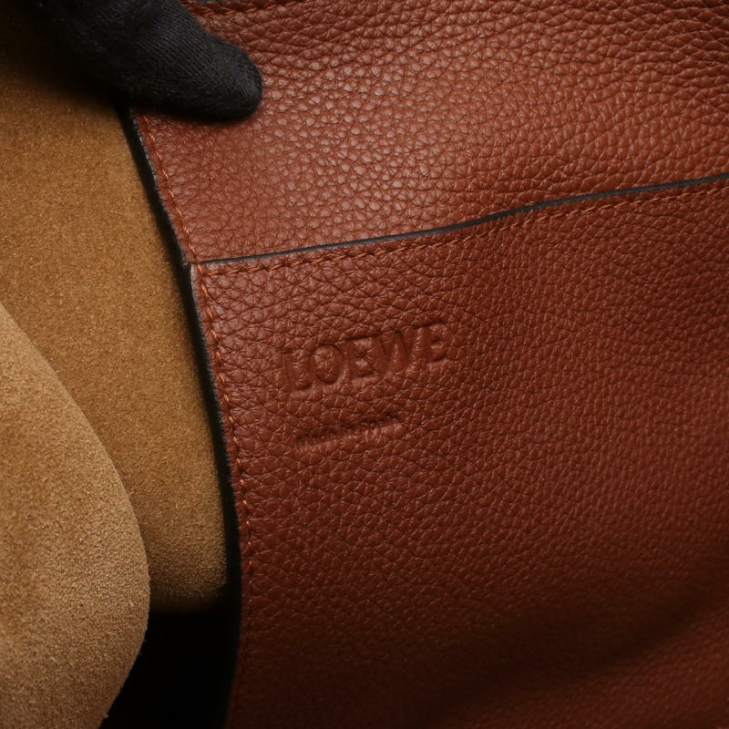 LOEWE 搭扣拉鍊手提單肩包 皮革 棕色 二手 男士-3