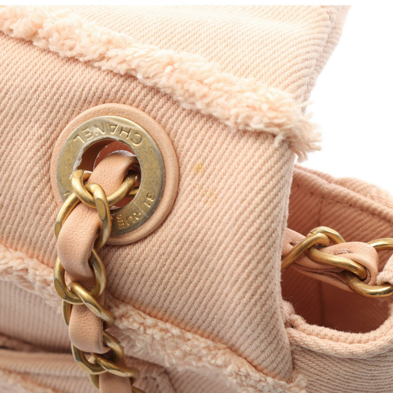 香奈兒 COCO 鏈條斜背包 AS1595 牛仔粉紅色 二手 女士 金色五金-5