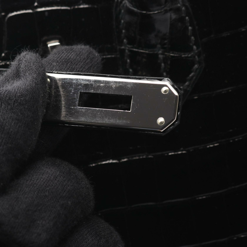 愛馬仕 Birkin 30 手提包，尼羅鱷魚皮，黑色，二手，女士款-8