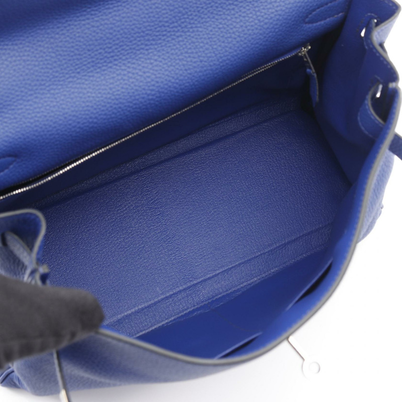 愛馬仕 Kelly 32 Gallop 單肩手提包，Togo 山羊皮，藍色/海軍藍，二手 SHW A-2