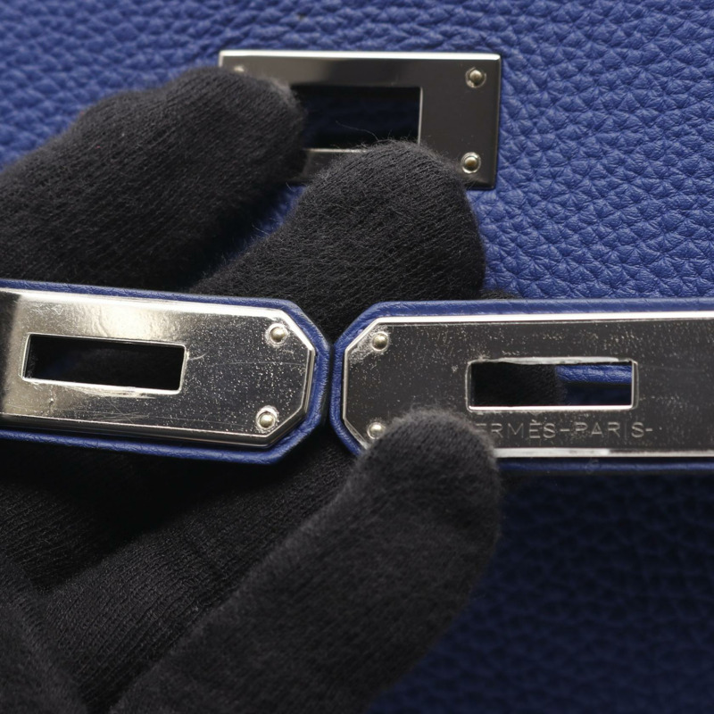 愛馬仕 Kelly 32 Gallop 單肩手提包，Togo 山羊皮，藍色/海軍藍，二手 SHW A-8