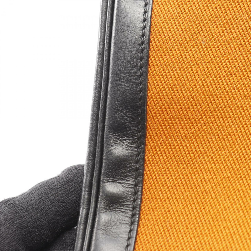 愛馬仕 Kelly 28 單肩手提包 Box 小牛皮 Toile potamos 黑色 橙色 J-10