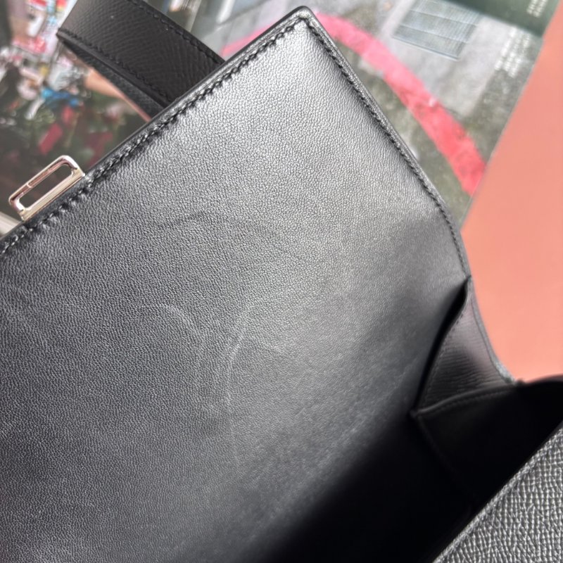 ::HERMES:: 愛馬仕 Della mini 18 屁股包 黑色皮革銀釦 斜背包-17
