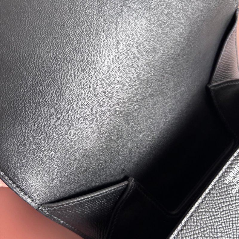 ::HERMES:: 愛馬仕 Della mini 18 屁股包 黑色皮革銀釦 斜背包-19