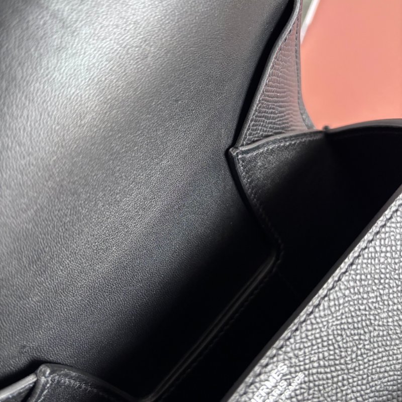 ::HERMES:: 愛馬仕 Della mini 18 屁股包 黑色皮革銀釦 斜背包-20