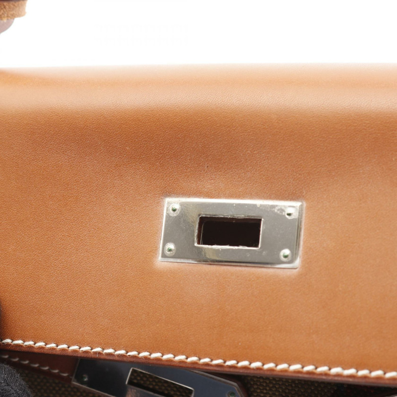 愛馬仕 Kelly 32 Amazon 單肩手提包，巴雷尼亞皮革，帆布，卡其色，銀色五金-7