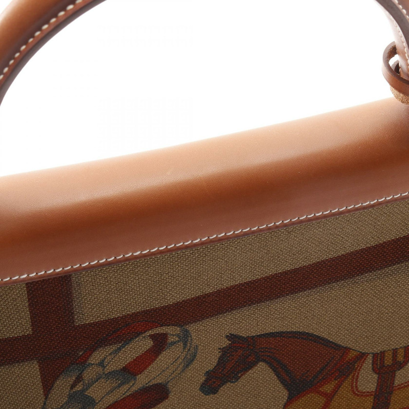 愛馬仕 Kelly 32 Amazon 單肩手提包，巴雷尼亞皮革，帆布，卡其色，銀色五金-9