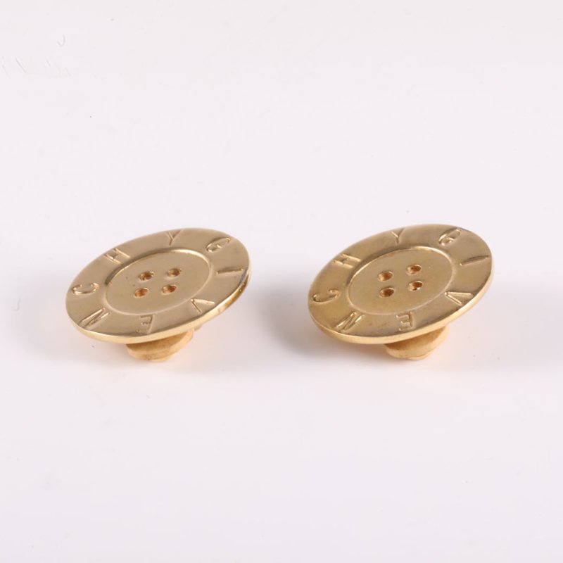 GIVENCHY 金色合金中古袖扣logo耳環耳環-2