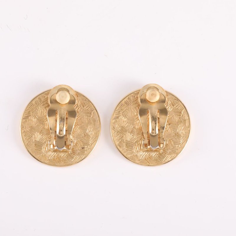 GIVENCHY 金色合金中古袖扣logo耳環耳環-3