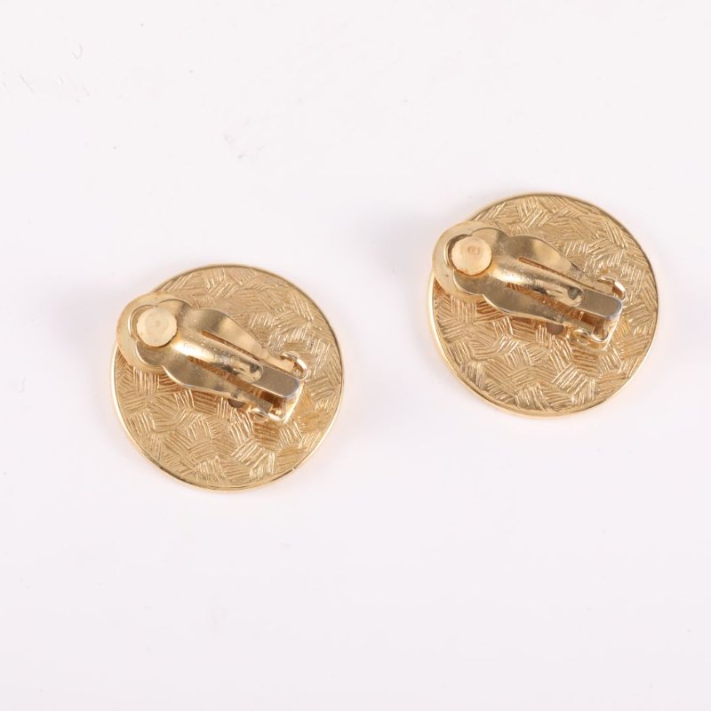 GIVENCHY 金色合金中古袖扣logo耳環耳環-4