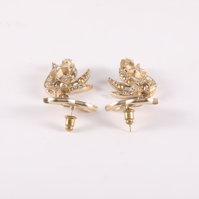 CHANEL 合金21S帶鑽雙C彗星耳環耳環-2