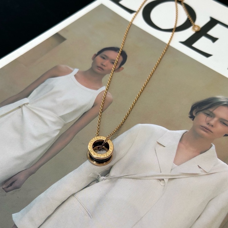 Bvlgari B.zero1系列18K玫瑰金➕黑陶瓷項鍊 彈簧項鍊-5