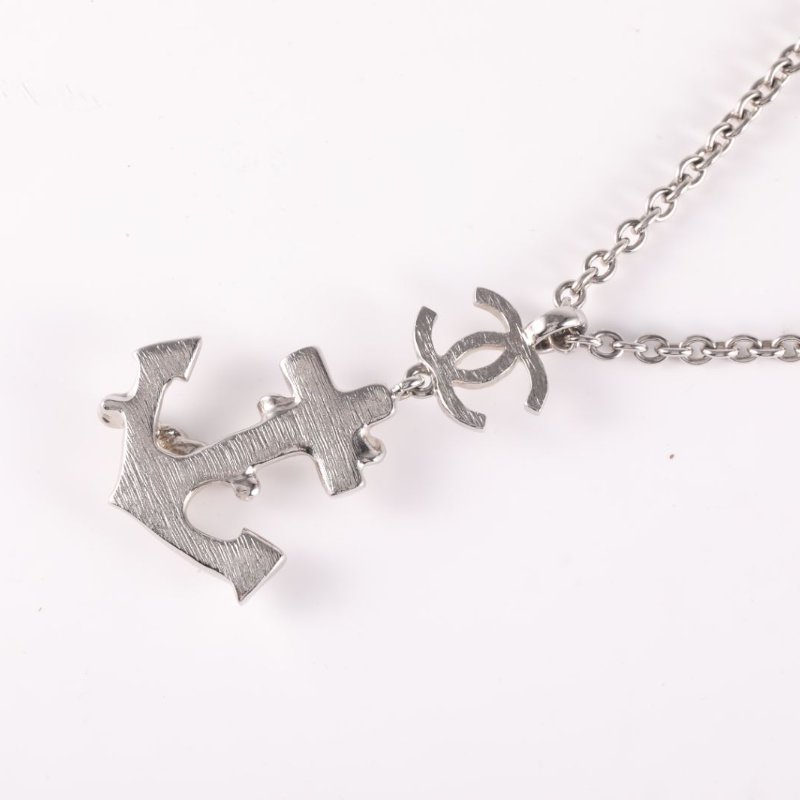 CHANEL 合金25C銀色船錨圖案項鏈項鍊-2