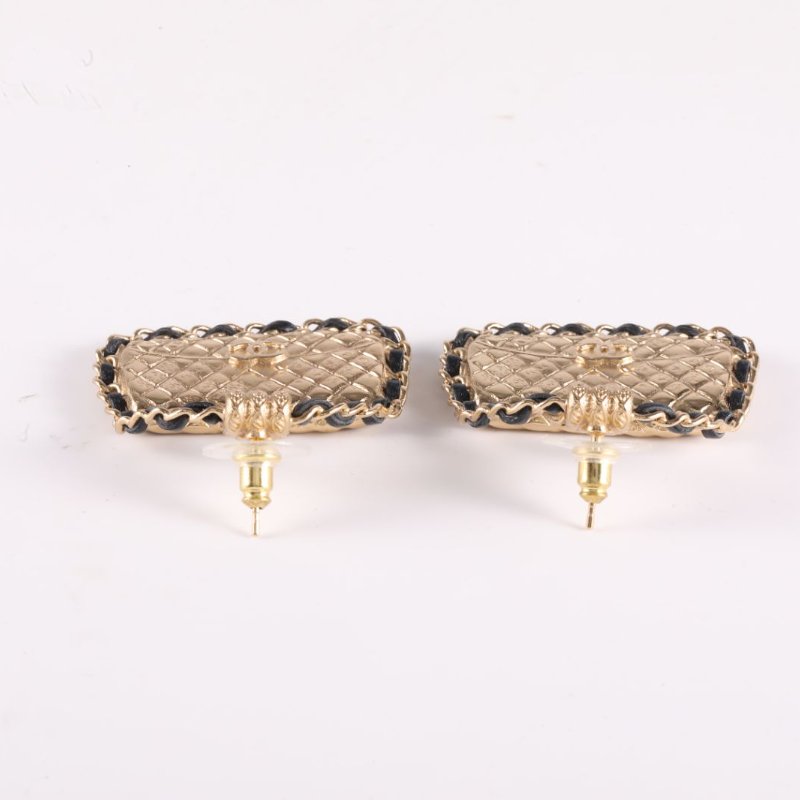 CHANEL 合金23A手工坊系列金色菱格紋包包耳環耳環-2