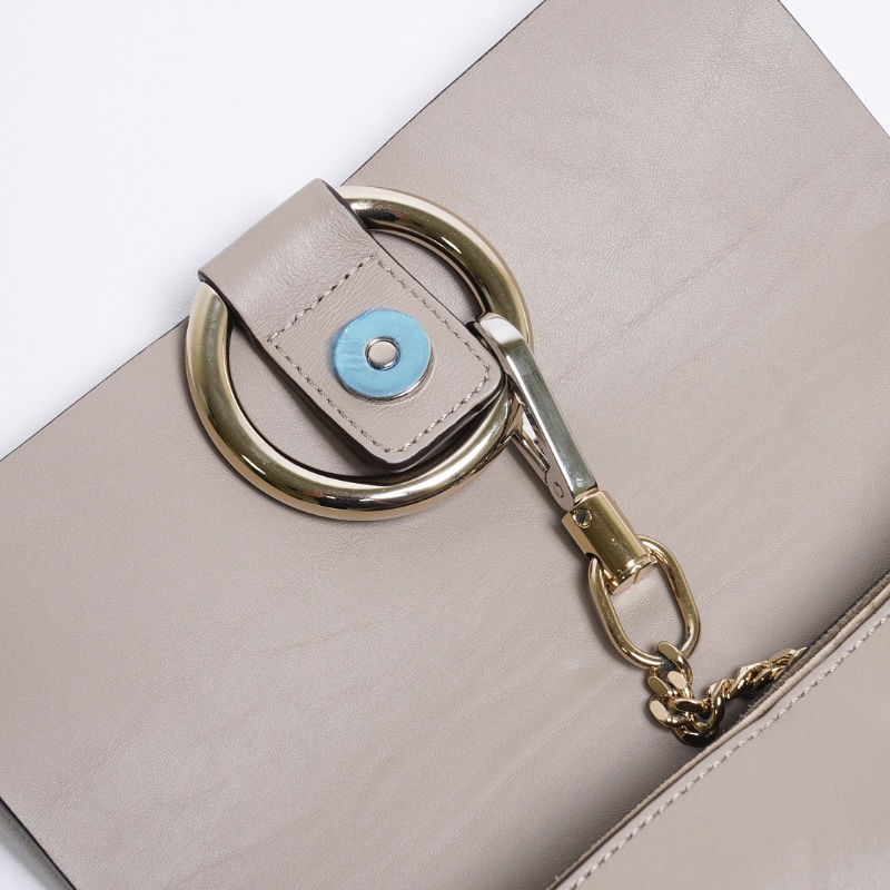 CHLOE Faye 麂皮小牛皮斜背包-大象灰-8