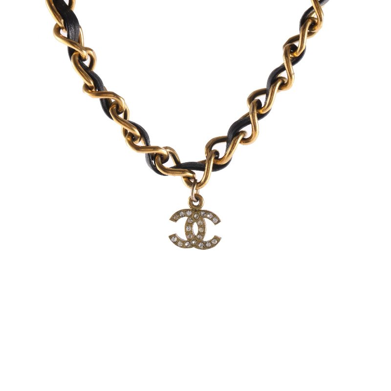CHANEL 合金中古95PLOGO皮穿鏈項鏈項鍊-0