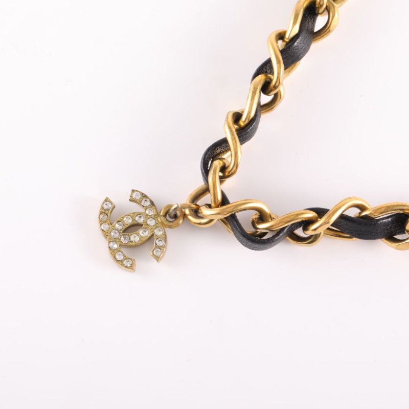 CHANEL 合金中古95PLOGO皮穿鏈項鏈項鍊-2