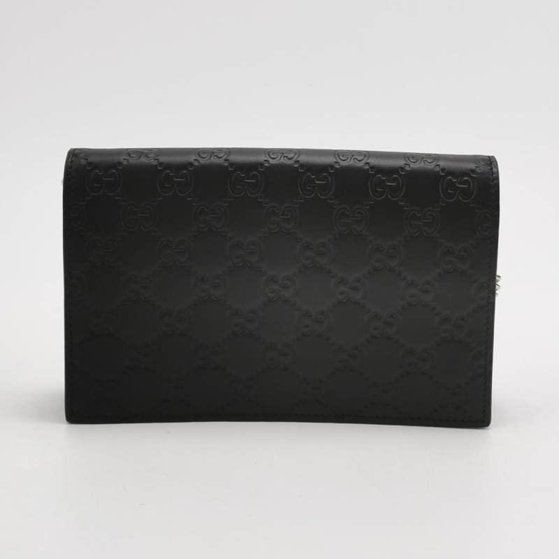 Gucci 牛皮純色雙G老花壓紋蝴蝶結斜挎包單肩包 9.8新-4