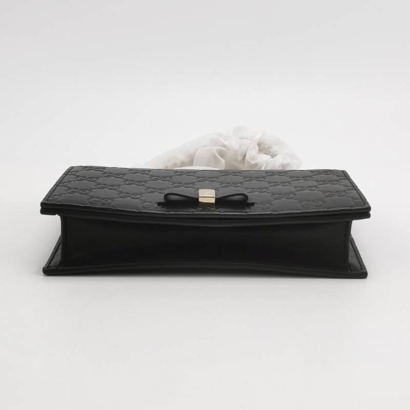 Gucci 牛皮純色雙G老花壓紋蝴蝶結斜挎包單肩包 9.8新-5