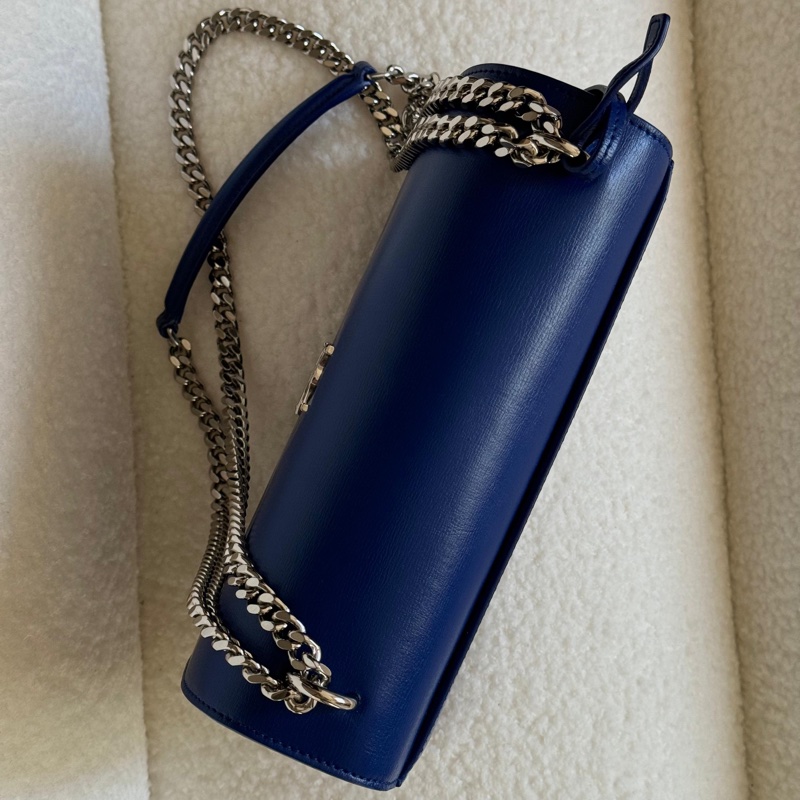 YSL Yves Saint Laurent Sunset系列日落包,限量季節性藍色,銀色硬件,經典中號-3