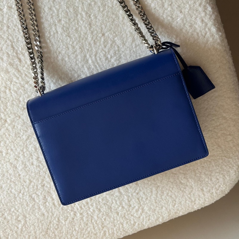 YSL Yves Saint Laurent Sunset系列日落包,限量季節性藍色,銀色硬件,經典中號-11