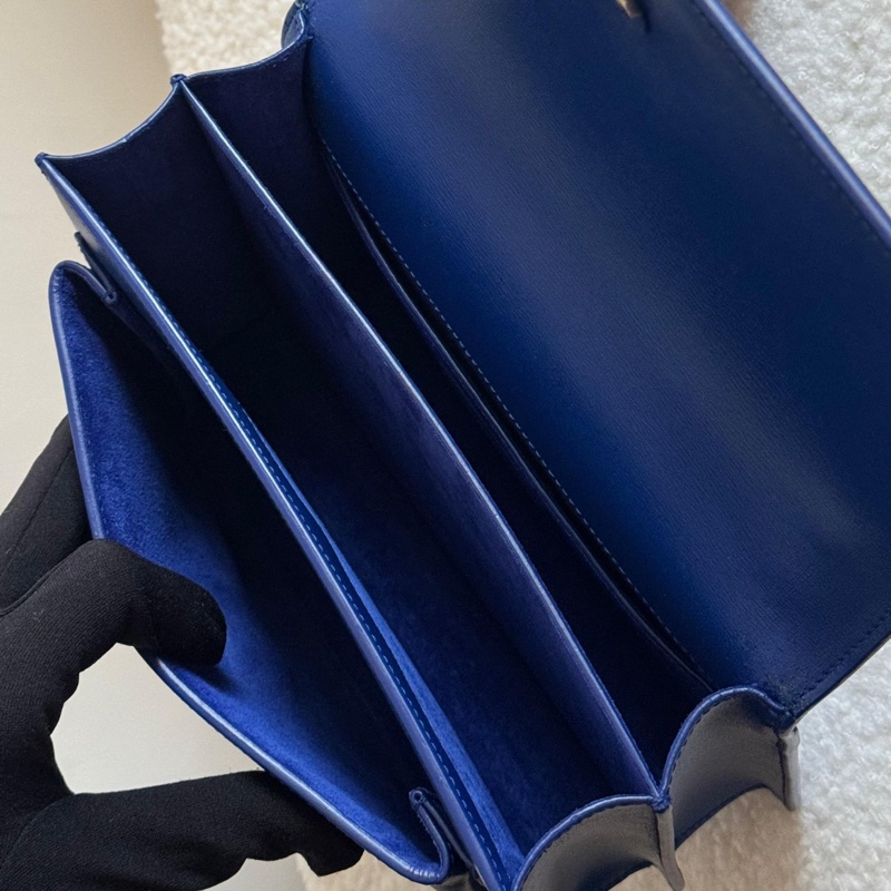 YSL Yves Saint Laurent Sunset系列日落包,限量季節性藍色,銀色硬件,經典中號-16