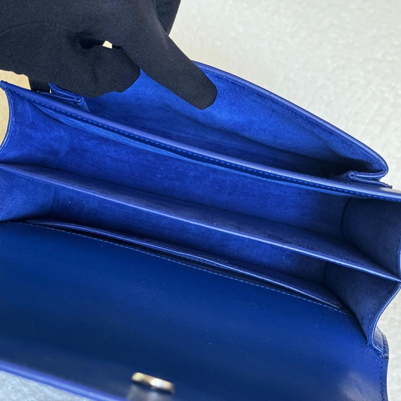 YSL Yves Saint Laurent Sunset系列日落包,限量季節性藍色,銀色硬件,經典中號-18