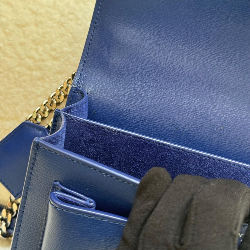 YSL Yves Saint Laurent Sunset系列日落包,限量季節性藍色,銀色硬件,經典中號-28