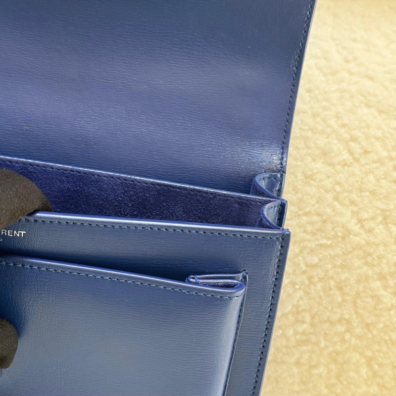 YSL Yves Saint Laurent Sunset系列日落包,限量季節性藍色,銀色硬件,經典中號-31