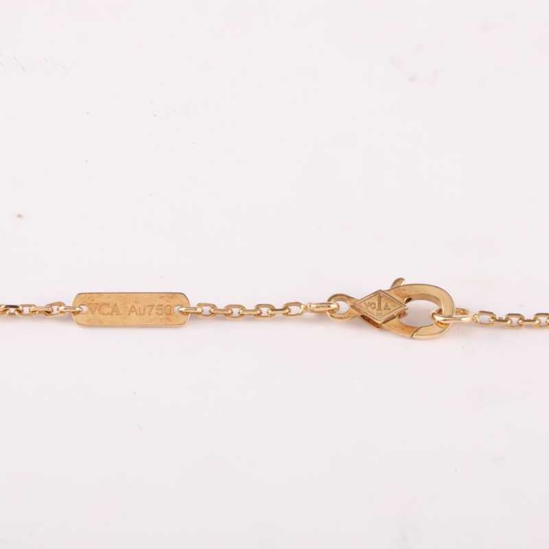 Van Cleef & Arpels LuckyAlhambra蝴蝶項鏈18K黃金/虎眼石項鏈黃金項鍊-4