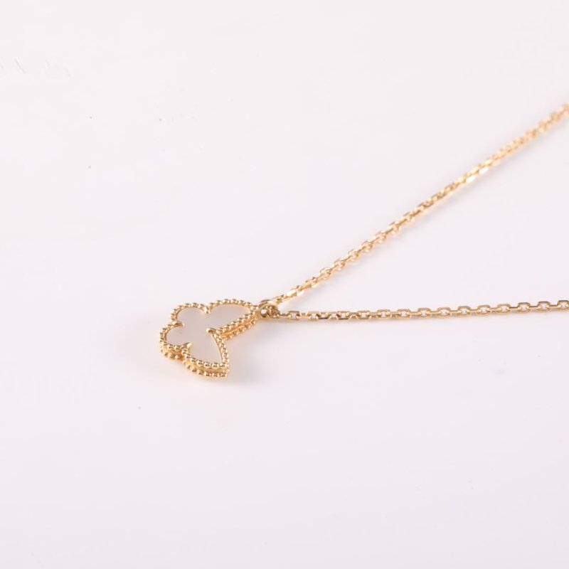 Van Cleef & Arpels SweetAlhambra小號蝴蝶項鏈18K黃金/白貝母項鏈黃金項鍊-1