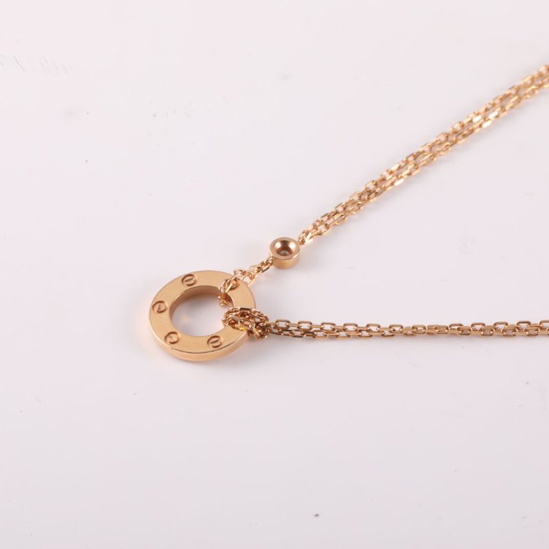Cartier LOVE18K金小餅鑲嵌2顆鑽石項鏈18K玫瑰金/鑽石項鏈玫瑰金18K項鍊-2