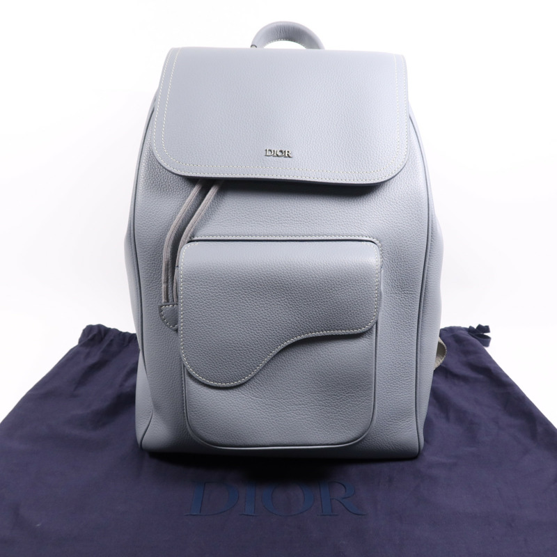 Dior 牛皮皮革Saddle Backpack銀扣背包-8