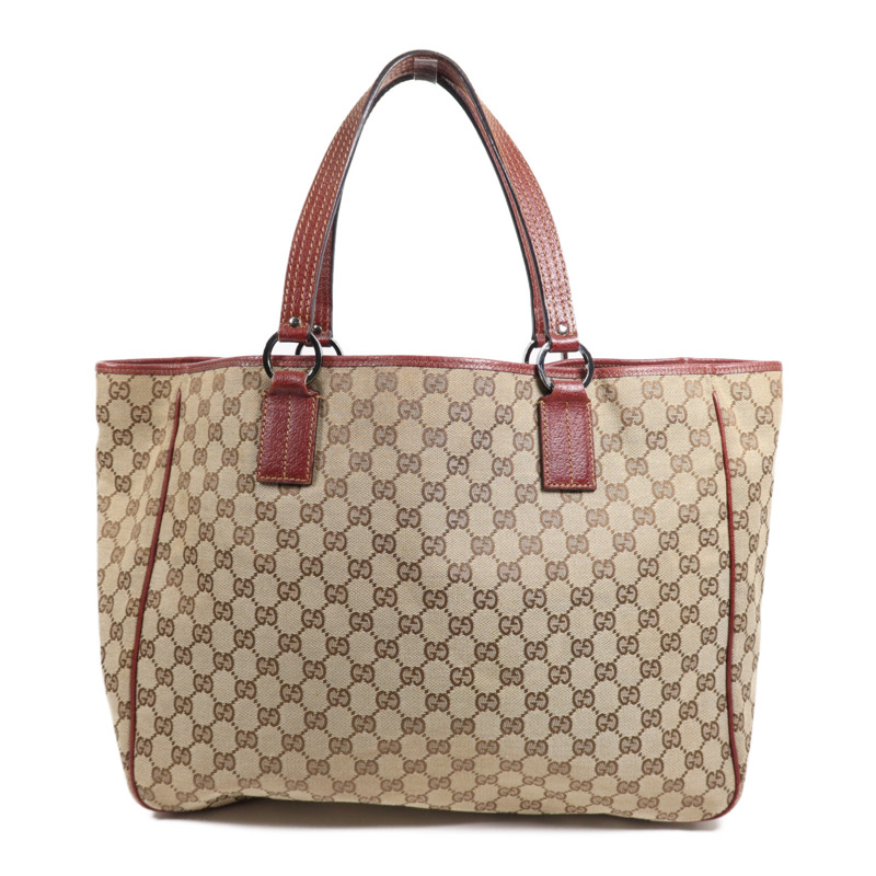 GUCCI 帆布Tote Bag銀扣肩背袋-0